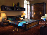 Дизайн за спалня по поръчка от лакиран ПДЧ с трикрилен гардероб 184-2618